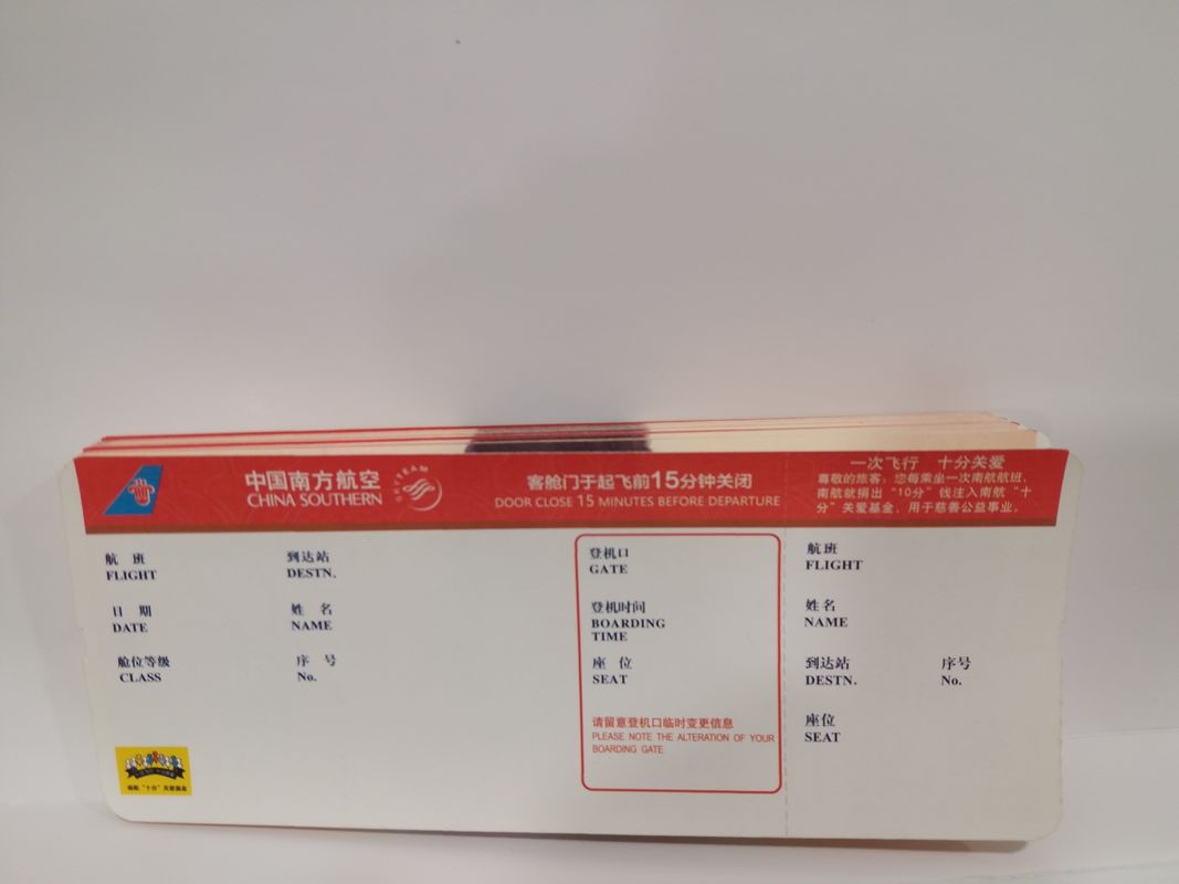 Flight Ticket Printing / Generic Thermal Ticket Stock Tear Proof Heat Resistant